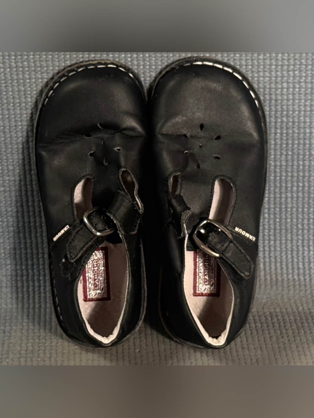 L'Amour Black Leather T-Strap Mary Jane Slip On Shoes Kid’s Size 13C - Picture 6 of 10